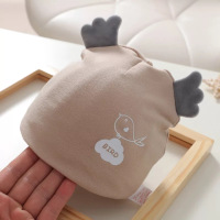 婴儿帽子春秋薄款婴幼儿纯棉胎帽超萌可爱新生儿帽子男女宝宝夏季 米色小鸟双层—仅帽子 0-8个月(帽围35-44厘米) 弹