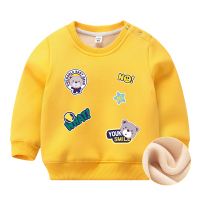 男童加绒卫衣冬装秋冬卡通小童休闲外套婴儿童宝宝冬装保暖上衣潮 黄色 90cm(建议身高81-90)