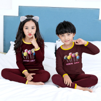 断码清仓 儿童保暖内衣套装冬季加绒加厚宝宝秋季男童装女童睡衣 枣红色 90cm