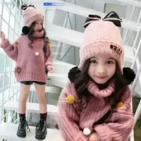 儿童帽子秋冬女童可爱公主冬款洋气时尚潮帽加绒保暖毛线护耳帽子 粉色 建议2-12岁(弹力帽围) 均码
