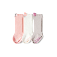 婴儿袜子纯棉春秋长筒袜新生儿初生宝宝中筒袜防滑儿童无骨袜小孩 A组三双装 XS:0-6个月(适合脚长7-10CM)