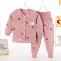 婴儿纯棉秋衣秋裤套装儿童内衣裤男童开衫款宝宝高腰护肚裤女春秋 开衫款-仙人掌 66cm