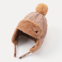 儿童雷锋帽秋冬女童男童韩版加绒加厚保暖防风可爱宝宝帽子护耳帽 卡其色 约2~5岁 [均码]