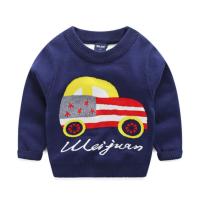 儿童毛衣男童秋冬纯棉毛线衣2021新款宝宝女童打底衫上衣卡通童装 藏青色 吊牌100码建议身高90CM