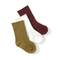 婴儿袜子春秋冬纯棉新生儿幼儿初生宝宝冬季保暖半筒中筒袜 085A:白枣红姜黄三双装 S码0-6个月(适合脚长7-10CM