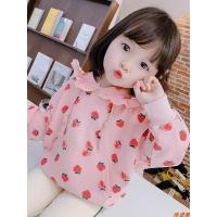 2021新款女童卫衣春秋洋气婴儿套头衫女宝宝春装草莓女孩儿童上衣 粉色草莓 90cm