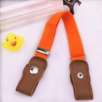 [天天特价]小孩儿童皮带宝宝弹力松紧腰带防裤掉按扣款男童女童 荧光橙(腰带)