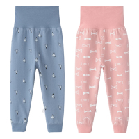 儿童高腰护肚裤男宝3婴儿纯棉秋裤1新生儿全棉裤0女童秋冬长裤5岁 单G灯泡+单G蝴蝶结 73适合身高65-75cm