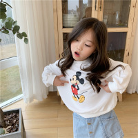 男女童卫衣卡通2020秋季宝宝洋气宽松打底衫韩版长袖T恤套头衫潮 白色 米奇 90cm