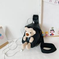 韩版儿童包女孩单肩包宝宝卡通斜跨包男童胸包可爱玩偶小熊背包潮 黑色