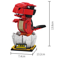 兼容方橙恐龙蛋拼装积木侏罗纪霸王龙摇头益智创意玩具礼物 摇头积木恐龙(霸王龙)