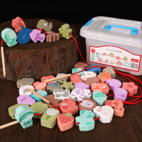 婴幼儿童玩具益智力动脑数字积木宝宝早教1岁半2-3小男孩女孩 43粒(农场+海洋+4根穿线)