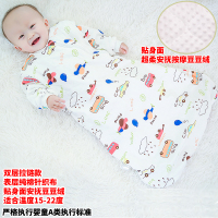 婴儿睡袋春秋宝宝幼儿童春秋冬季安抚豆豆款防踢被神器四季通用 伸袖豆豆款云朵汽车 M码/适合0-6个月-身高50-70CM