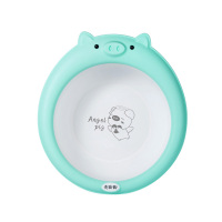 婴儿洗脸盆折叠小盆宝宝家用三件套新生儿童用品洗屁股pp3个装2 小猪脸盆/绿色