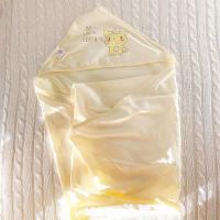 纯棉婴儿抱被新生儿包被春秋宝宝用品的小被子春夏季薄款包巾抱毯 带帽头单层裹布85cm小天使黄 85x85cm