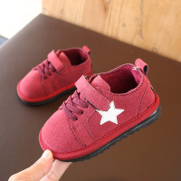 断码清仓限量9.9元冬季儿童加绒运动鞋男女童棉鞋防滑宝宝学步鞋 酒红色/JY666二棉加绒 21码/内长13cm
