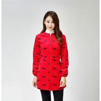 羽绒服罩衣成人女水晶绒法兰长袖双层加厚韩版收腰护衣围裙工作服 水晶绒绒红色笑容 M码 (体重80斤-100斤)