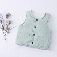 宝宝马甲春秋儿童薄款马夹男女童婴儿纯棉背心加绒保暖内外穿坎肩 [纯棉]豆绿色 80cm