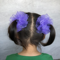 10个元旦表演彩色头花舞蹈儿童演出盘发饰蕾丝发圈手花头饰手腕花 纯色边紫色5对10个