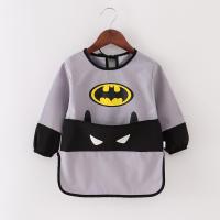 儿童围裙画画衣服防水美术吃饭罩衣防脏幼儿园绘画宝宝围兜反穿衣 长袖画衣篇幅侠灰色 90码建议2-3岁