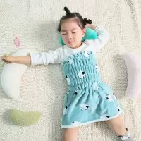 秋冬婴儿护肚宝宝法兰绒加厚肚围儿童睡衣加厚保暖护肚围护脐带 绵羊加长湖蓝色 52cm