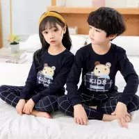 女童秋衣秋裤套装纯棉1儿童睡衣秋男童秋衣裤秋冬款薄款男孩宝宝2 蓝色 90cm