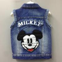 2021童装男童背心牛仔马甲春秋新款百搭外套女童潮中大童宝宝马褂 无帽米奇（单层） 90建议身高85-90厘米