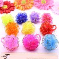 韩版元旦学生舞台表演发饰品儿童头花发圈扎辫子盘发发绳花朵头饰 金边球形头花4个颜色随机