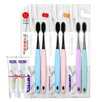牙刷软毛家庭装家用组合装成人情侣超细超软男女士专用 3套颜色随机(共6支+送2支旅行牙膏)