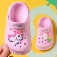 夏季儿童洞洞鞋女童可爱室内男宝宝沙滩鞋防滑软底小孩包头凉拖鞋 粉红色 [150码内长15cm]