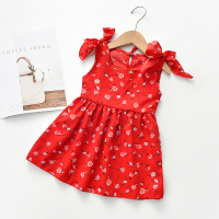 女童母女装亲子装夏连衣裙小雏菊网红风碎花雪纺裙女宝夏季吊带裙 大红色 收藏优先发货 90cm