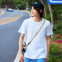 夏季2021新款男装短袖T恤男纯色新疆棉男士打底衫情侣上衣女白 特白 165/80A/S