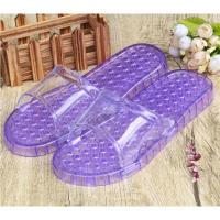 夏季韩版可爱情侣防滑漏水晶家居家按摩塑料男女洗澡冲凉浴室拖鞋 硬款紫色 S码(适合35-36的脚)
