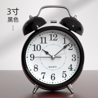闹钟学生用起床神器2020新款床头小闹铃儿童钟男孩女孩夜光大音量 小号黑色 [走时静音][铃声超大] 3英寸