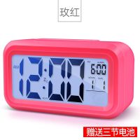 闹钟学生用2021新款智能起床神器桌面儿童男孩小电子表时钟专用女 2代1组闹铃[无温度版]-红色 13.8厘米