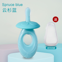 宝宝牙刷0-1-2-3岁硅胶软毛训练婴儿专用儿童一岁半婴幼儿乳牙刷 [云杉蓝]宝宝硅胶牙刷+(赠收纳盒)