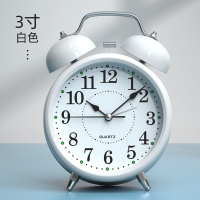 大音量闹铃小闹钟学生用多功能床头钟卡通儿童专用北欧时钟表智能 小号[简约白] 3英寸