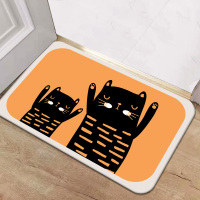 入户门地垫卡通家用进门垫子大门口卫生间厨房门外吸水防滑门垫子 卡通俩黑猫 40*60厘米