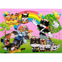 24/40/60/80片宝宝拼图儿童幼儿园益智力木质2-3-4-5-6-7岁男女孩 藕色 40片警长