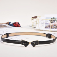 皮带女配裙子装饰细配饰休闲时尚韩版女士腰带简约百搭连衣裙韩国 黑色+蝴蝶扣