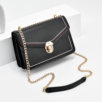 网红小包包2021新款流行ins洋气百搭时尚女士单肩斜挎链条小方包 黑色