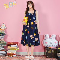 吊带睡裙女夏棉绸睡衣可爱韩版少女士学生人造棉连衣裙薄款 薯条兔 均码 90-170斤可穿