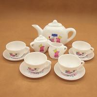 女孩子过家家冰雪奇缘玩具厨房真茶具茶壶杯套装幼儿园儿童小孩 小猪塑料茶具套装[电商盒装]