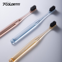 牙刷软毛超细超软炭丝情侣女士成人家庭组合装牙缝刷专用 流光水晶牙刷3支(颜色随机)