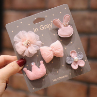 宝宝发夹发卡头饰婴幼儿汗毛夹发量少夹子不伤发韩国公主儿童发饰 1粉色沙花兔子套 汗毛夹