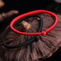 [平安旺运]本命年红绳手绳精编九乘藏式金刚结玛瑙结尾情侣 纽扣结黑色16