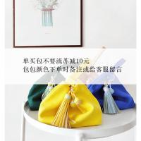 新款帆布手腕手提包女士百搭套结包流苏手机包纯色手拎云吞包 不带流苏选项 颜色请备注