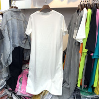 连衣裙短袖t恤女夏2020新款韩版ins潮宽松显瘦中长款过膝裙子上衣 白色 M