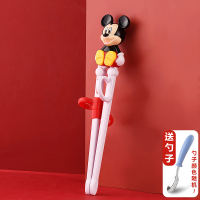 儿童筷子训练练习筷宝宝2岁3一段5二段6家用学习8餐具套装4 红色米奇-简装(送勺子)