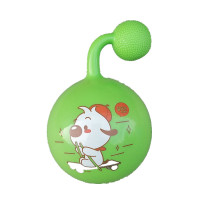 儿童创意拉力球宝宝安全耳朵手抓弹力握加厚婴儿幼儿园个性玩具球 建会灵11cm(绿色)铃铛甩球 充气发无气筒